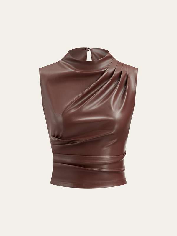 PU Deri Büzgülü Asimetrik Atlet 