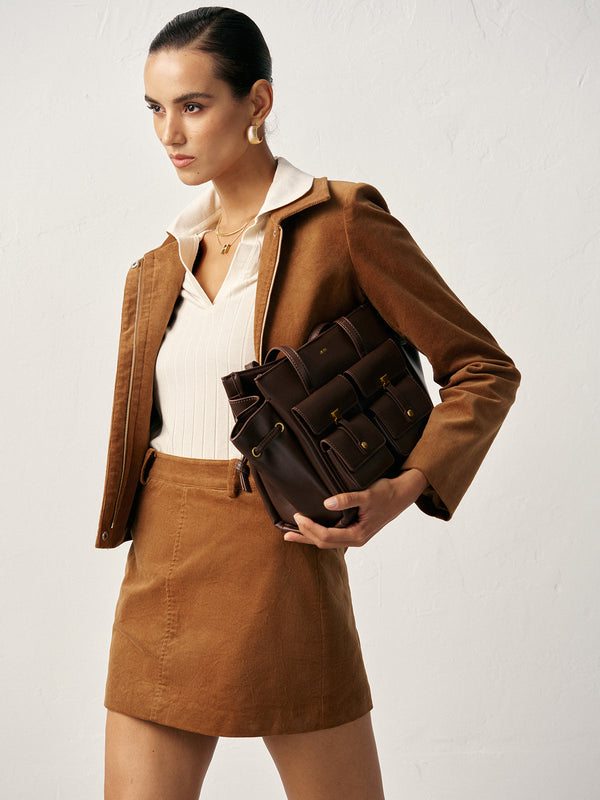 Corduroy Mid-Waist Mini Skirt