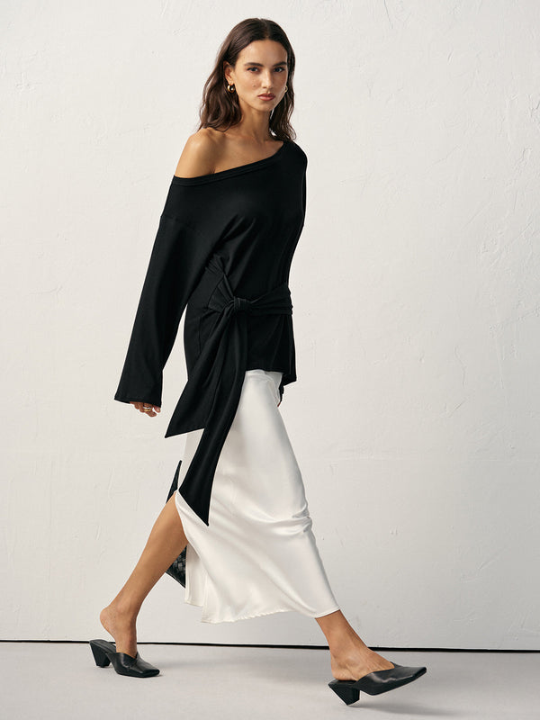 Omuz Açık Uzun Kollu Tişört 