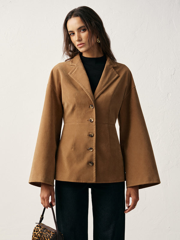 Geniş Kollu Süet Blazer 