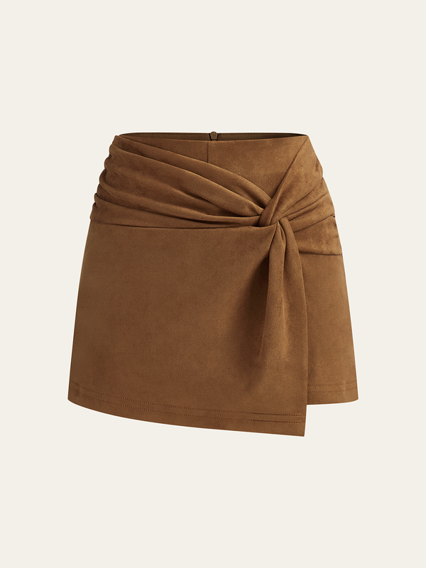 Suede Twist Mini Skirt