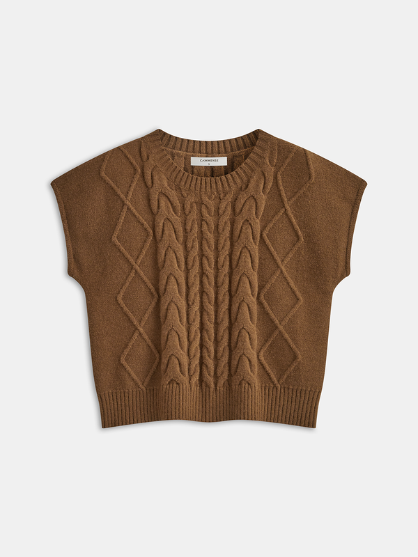 Cable Knit Sleeveless Sweater Vest