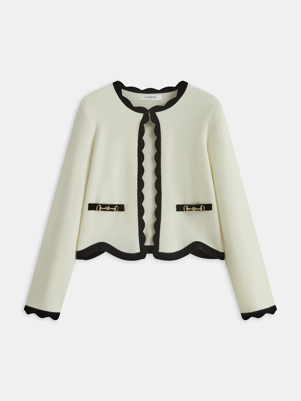 Kontrast Taraklı Örgü Hırka 