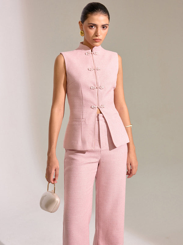 Dokulu Düğüm Düğmeli Yelek 