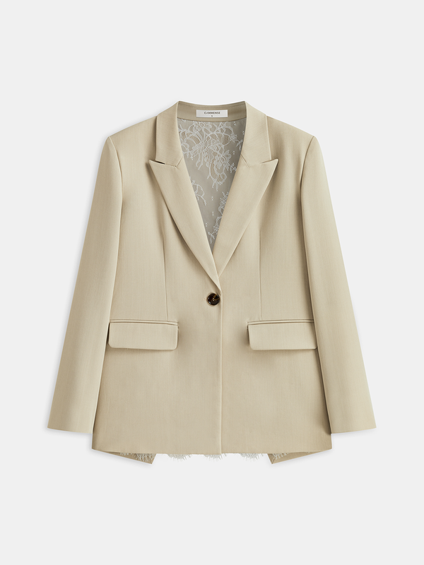 Lace Detail Single Button Blazer