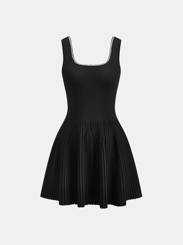 Taşlı İşlemeli Slim Fit Mini Elbise 