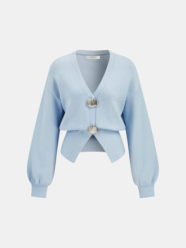 Metal Kabuklu Yırtık Etekli Örgü Hırka