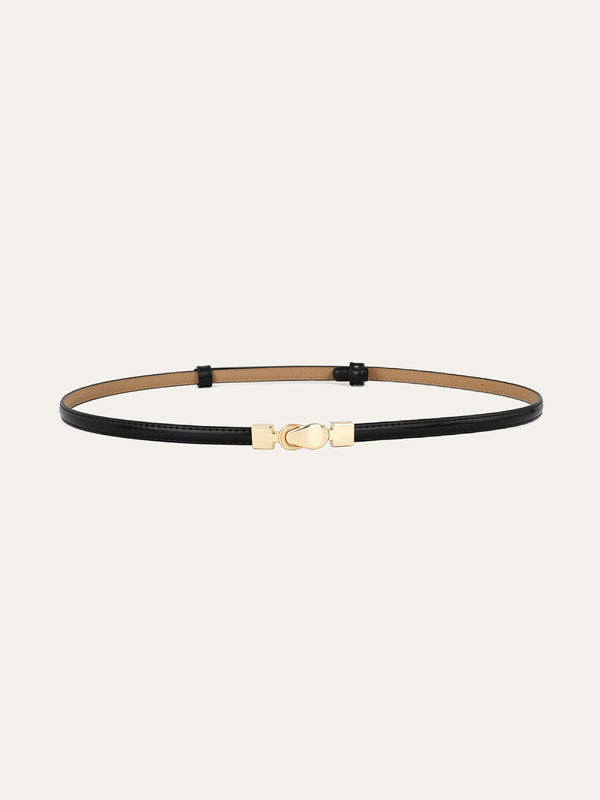 Alloy Buckle Thin Leather Belt