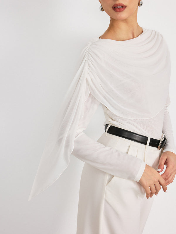 Drapeli File Uzun Kollu Bluz