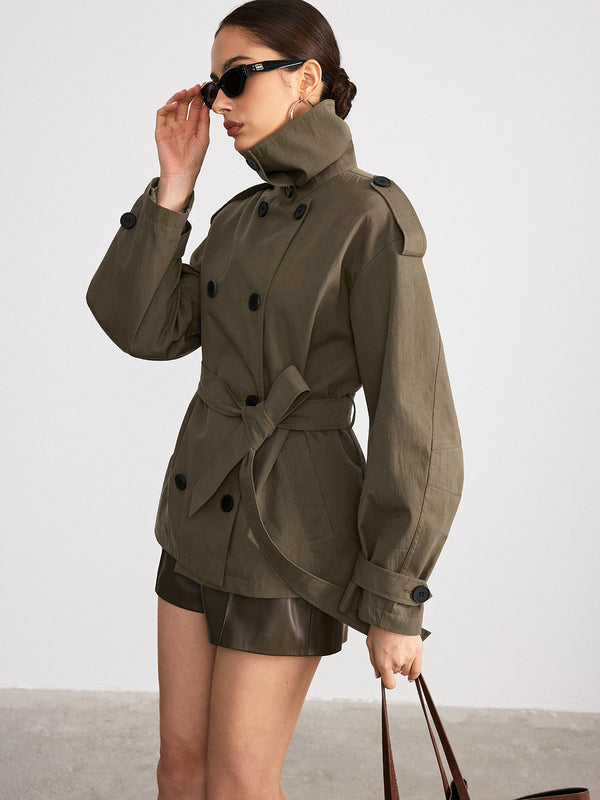 Double-Breasted Belted Trench Coat
