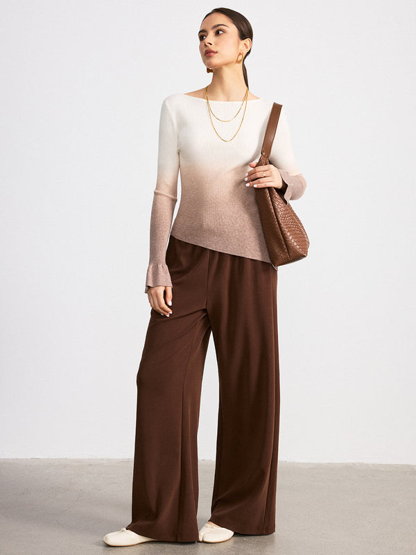 Geniş Paça Ombre Ribana Örgü Üst 