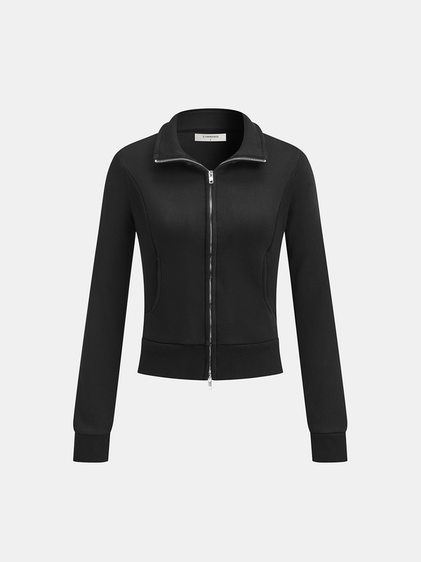 Convertible Collar Zip-Up Sweatshirt