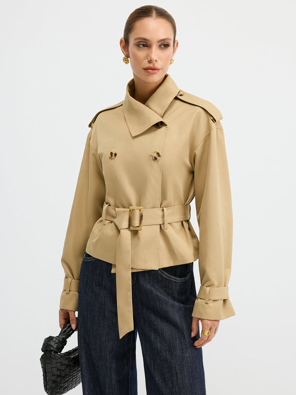 Double-Breasted Belted Trench Coat