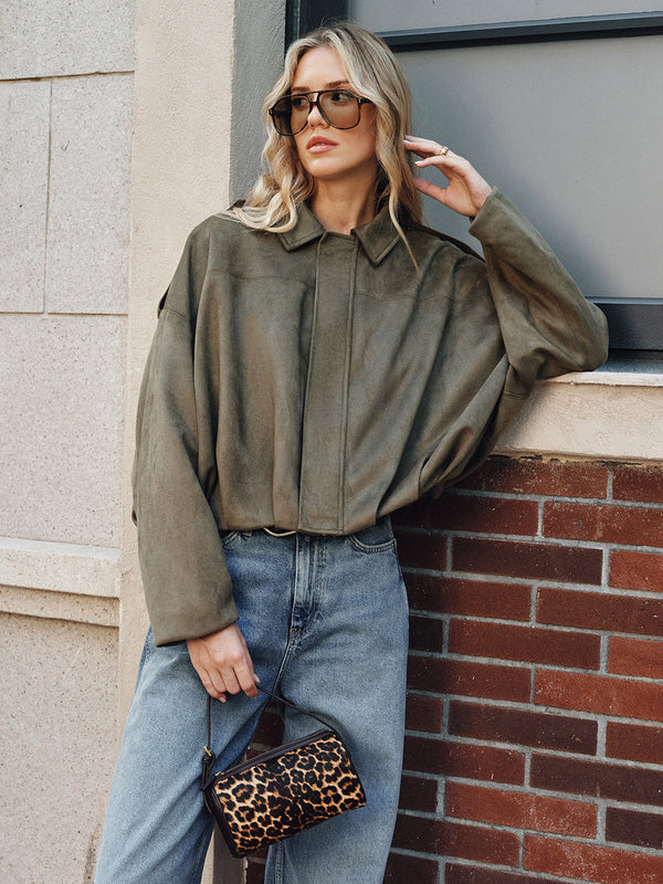 Süet Fermuarlı Yaka Ceket 