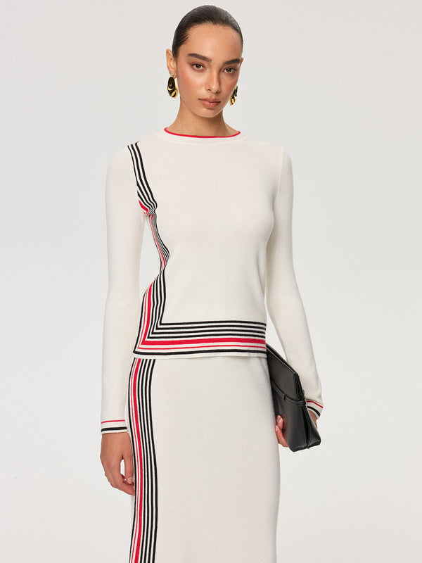 Striped Wool-Blend Knit Top