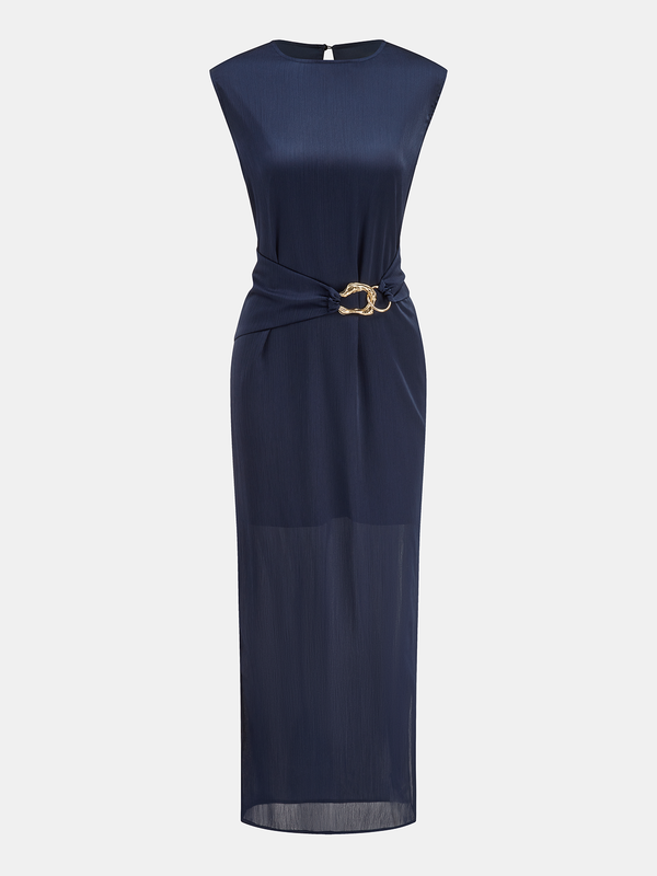 Belted Sleeveless Midi Dress
