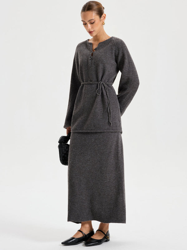 Minimal Tie Front Sweater Co-ords