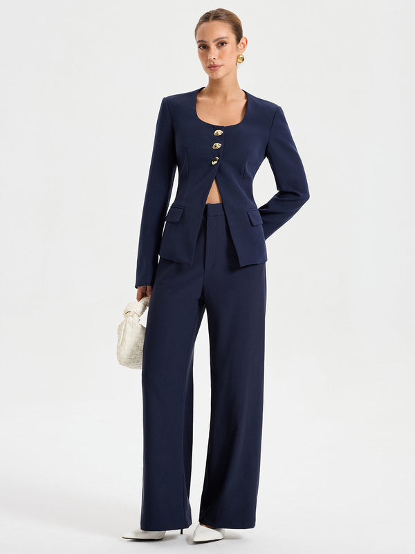 Yüksek Bel Düz Paça Pantolon 