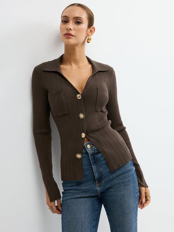 Polo Yaka Ribana Örgü Üst