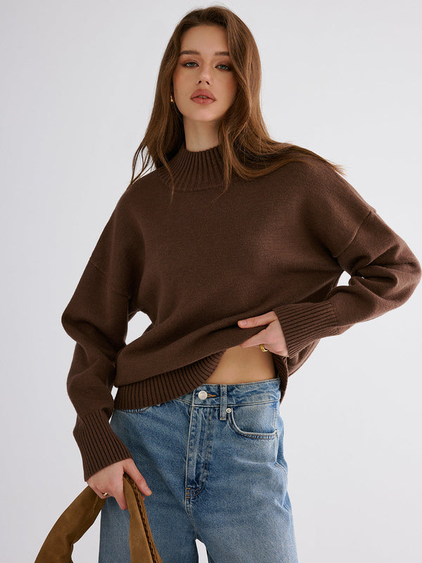 Oversized Drop Shoulder Crew Neck Sweater