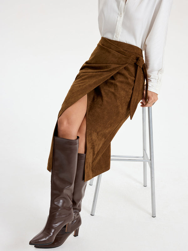 Tie Knot Suede Skirt